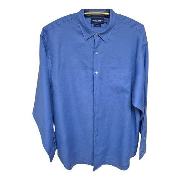Polo Golf Ralph Lauren Driver Kashmir Blue Linen Button Down Shirt - Picture 3 of 9
